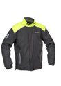 Halvarssons Regenjacke Bofallet in Gelb und Schwarz, wasserabweisende Regenbekleidung mit reflektierenden Details, Frontreißverschluss.