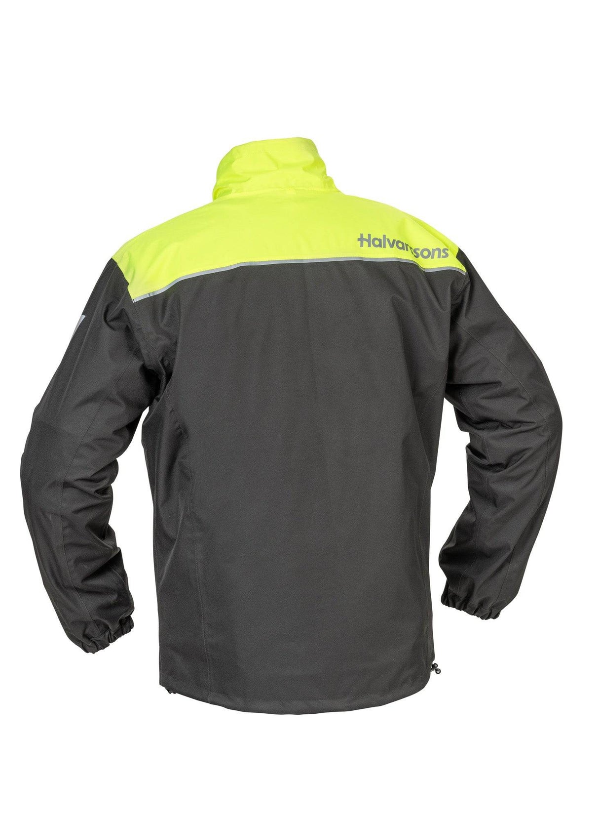 Halvarssons Regenjacke Bofallet in Gelb und Schwarz, wasserabweisende Regenbekleidung für Damen und Herren.
