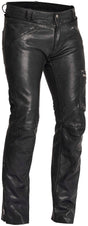 Schwarze Halvarssons Motorrad Lederhose Rider im klassischen Design, mit sichtbaren Nieten und robustem Leder.