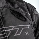 Schwarze RST S-1 Motorradjacke aus Textil, Tourenjacke mit Schutz, für sicheres Fahren auf dem Motorrad.