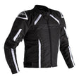Schwarze und weiße RST S-1 Motorrad-Tourenjacke aus Textil mit Schutzpolster für sicheres Fahren