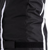 Schwarze und weiße RST S-1 Motorradjacke aus Textil, touring, mit Schutz und Reißverschlüssen, für sicheren Motorradurlaub.