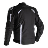 Schwarze und weiße RST S-1 Motorradjacke aus Textil, Tourenjacke mit Schutz und sportlichem Design.