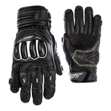 Schwarze RST TracTech Evo 4 Short Leder Motorradhandschuhe für Racing, mit Knöchelprotektoren und atmungsaktivem Leder.