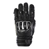 Schwarze RST TracTech Evo 4 Short Leder Motorradhandschuhe für Racing, mit Knöchelprotektoren und komfortabler Passform.