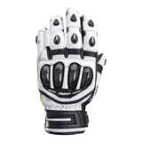 Weiße und schwarze RST TracTech Evo 4 Short Leder Motorradhandschuhe, Racing-Handschuhe mit robustem Design