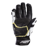 Weiße und schwarze RST TracTech Evo 4 Short Leder Motorradhandschuhe, Racing-Handschuhe mit Schutz und sportlichem Design