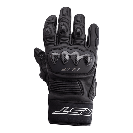 Schwarze RST Freestyle II Motorradhandschuhe aus Leder mit knöchelprotektoren und verstärkten Handflächen.