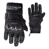 Schwarze RST Freestyle II Motorradhandschuhe aus Leder, detailreiche Nahaufnahme der Handschuhe für Motorradsport.