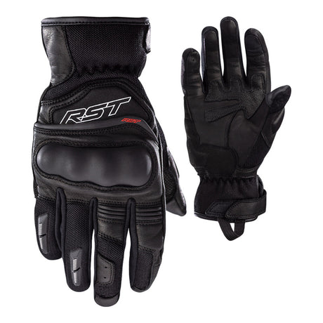 Schwarze RST Urban Air 3 Mesh Motorradhandschuhe aus Textil und Leder mit Schutzpolsterung, für sicheren Fahrkomfort.