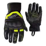 RST Urban Air 3 Mesh Motorradhandschuhe aus Textil und Leder in leuchtendem Gelb, mit Mesh-Einsätzen für Belüftung.