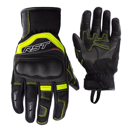 RST Urban Air 3 Mesh Motorradhandschuhe aus Textil und Leder in leuchtendem Gelb, mit Mesh-Einsätzen für Belüftung.