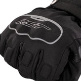 Schwarze wasserdichte Motorradhandschuhe von RST aus Textil und Leder, für Schutz und Komfort beim Fahren.