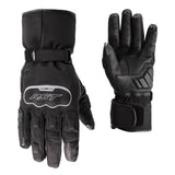 Schwarze wasserdichte Motorradhandschuhe von RST aus Textil und Leder mit robustem Design, ideal für den Motorradsport.