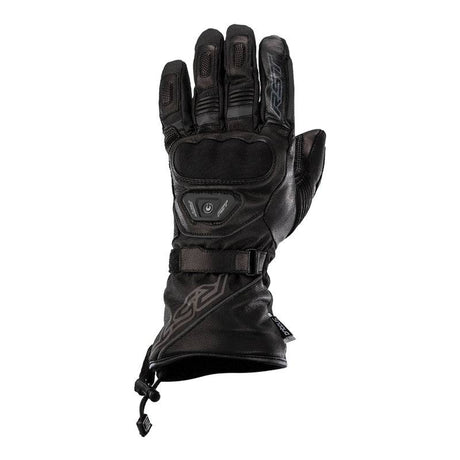 Schwarze RST Paragon 6 beheizte wasserdichte Motorradhandschuhe aus Leder und Textil, mit Heizfunktion und robustem Design