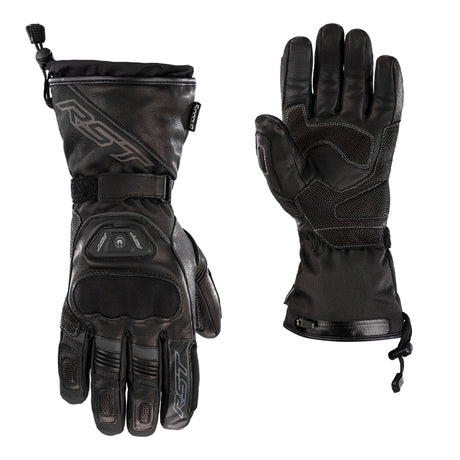 Schwarze RST Paragon 6 beheizte wasserdichte Motorradhandschuhe aus Leder und Textil, mit Thermofunktion und robustem Design