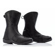 Schwarze RST Axiom wasserdichte Damen Motorradstiefel für Touring, robustes Design mit Schnallenverschluss und rutschfester Sohle.