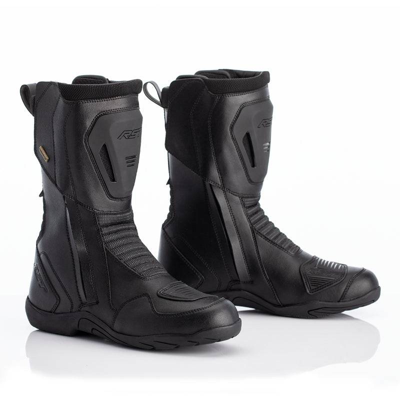 Schwarze RST Pathfinder wasserdichte Motorradstiefel für Adventure-Touren, robust mit strapazierfähigem Material und sicherem Design