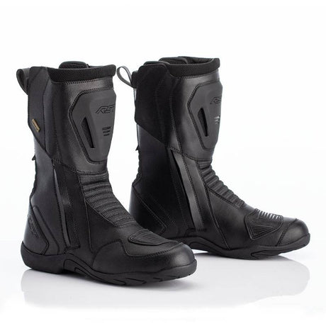 Schwarze RST Pathfinder wasserdichte Motorradstiefel für Adventure-Touren, robust mit strapazierfähigem Material und sicherem Design