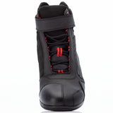 Schwarze und rote RST Frontier Motorradstiefel für Touren, robuste Lederstiefel mit Schnallen und verstärkter Sohle