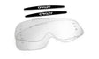 Klarer OAKLEY XS O-Frame Roll-off Ersatzscheiben aus Lexan für Brillen, Nahaufnahme der Ersatzteile