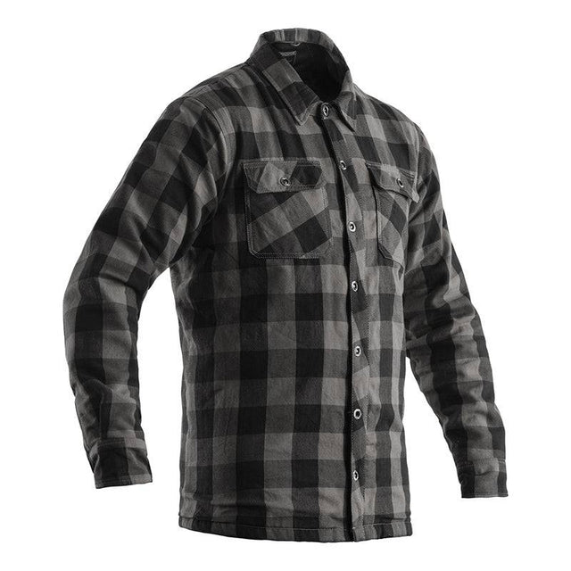Dunkelgraues RST Lumberjack reinforced CE Aramid gefüttertes Textilhemd, robuste Urban-Jacke mit Aramid-Verstärkung.