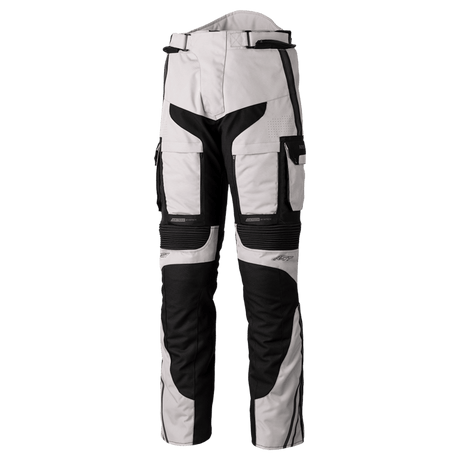 RST Adventure-X CE Textil-Motorradhose in Silber und Schwarz, strapazierfähige Hosen für Abenteuerfahrten, mit Protektoren.