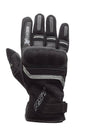 Schwarze RST Adventure-X CE Leder Motorradhandschuhe mit robustem Design und Schutzdetails für sicheres Fahren.