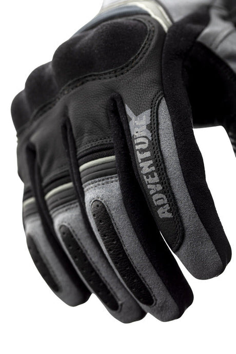 Schwarze RST Adventure-X CE Leder Motorradhandschuhe mit Knöchelschutz und robustem Design, für sicheren Motorradsport.