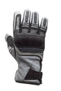 Graue RST Adventure-X CE Ledermotorradhandschuhe, detailreiche Handschuhe für sicheren Fahrkomfort, auf einem weißen Hintergrund.