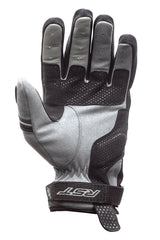 Graue RST Adventure-X CE Leder Motorradhandschuhe mit Protektoren, ergonomisches Design und strapazierfähiges Material.