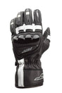 Schwarze und weiße RST Pilot CE Motorradhandschuhe aus Leder, mit Schutzpolsterung und knöchelverstärktem Design.
