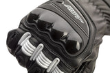 Schwarze und weiße RST Pilot CE Motorradhandschuhe aus Leder mit Schutzpolsterung, für sicheren Motorradsport.