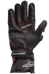 Schwarze, rote und weiße RST Pilot CE Motorradhandschuhe aus Leder mit Schutzpolstern, für sicheren Motorradsport.