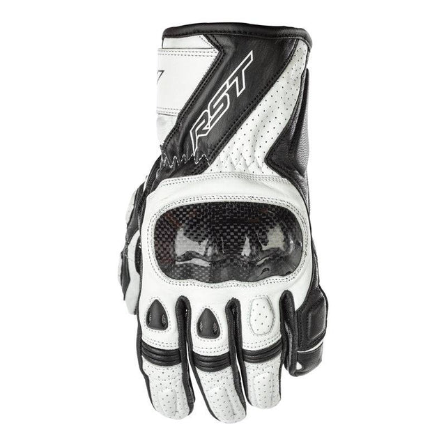 Weiße Damen Motorradhandschuhe RST Stunt 3 CE mit robustem Design und Schutz für sicheren Motorradausflug.