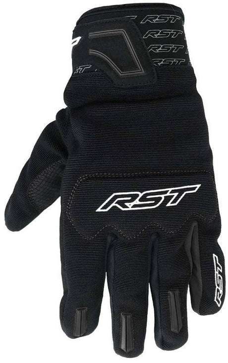Schwarze RST Rider Motorradhandschuhe aus Leder mit Knöchelprotektoren und strapazierfähigem Material, für sicheren Fahrkomfort.