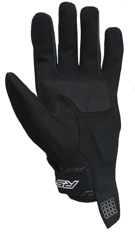 Schwarze RST Rider Motorradhandschuhe mit robustem Material und knöchelprotektoren, für sicheren Fahrkomfort.