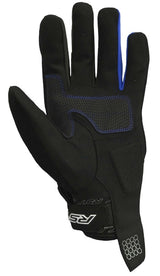 Blaue RST Rider Motorradhandschuhe aus Leder mit verstärkten Bereichen für besseren Schutz und Komfort.