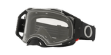 OAKLEY Airbrake® MX-Brille in Schwarz mit Gunmetal-Rahmen und klarer Linse, Schutzbrille für Motocross, zeigt die Brille von vorne