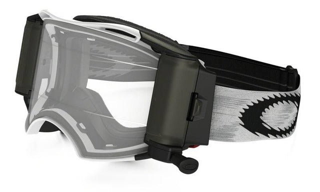 OAKLEY Airbrake MX-Rennbrille in mattem Weiß mit klarer Roll-Off-Linse, für Motocross- und Offroad-Fahrten.