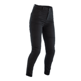 RST Damen Motorradjeans aus schwarzem Twill, verstärkte Textil-Hosen mit kurzem Bein, für sicheren Sitz und Komfort