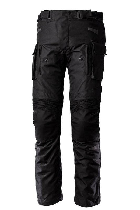 Schwarze RST Endurance CE Textil-Motorradhose für Adventure, kurze Motorradhosenbeine, strapazierfähig und bequem.
