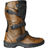 Braune RST Ambush wasserdichte Motorradstiefel für Abenteuer, mit robustem Design und Schutzfunktion für sicheres Fahren.