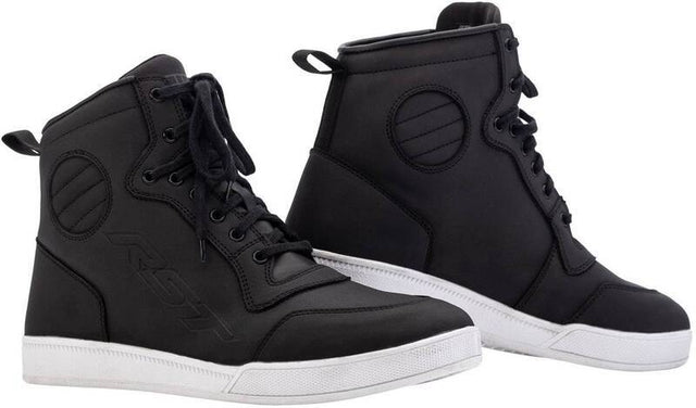 Damen-Wasserdichte RST Hi-Top Schuhe in Schwarz, robustes Design mit wasserdichtem Material, ideal für nasses Wetter.