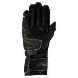 Schwarze und neongelbe Motorradhandschuhe von RST, robuste Handschuhe für den Schutz beim Motorradfahren.