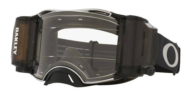 OAKLEY Airbrake MX-Brille mit schwarzen Tuff Blocks, Gunmetal Rahmen und klarer Roll-Off Linse für Rennen.
