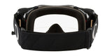 OAKLEY Airbrake MX-Brille in Schwarz mit Gunmetal-Details, klare Linse und Roll-Off-System für den Rennsport, sichtbar auf der Brille