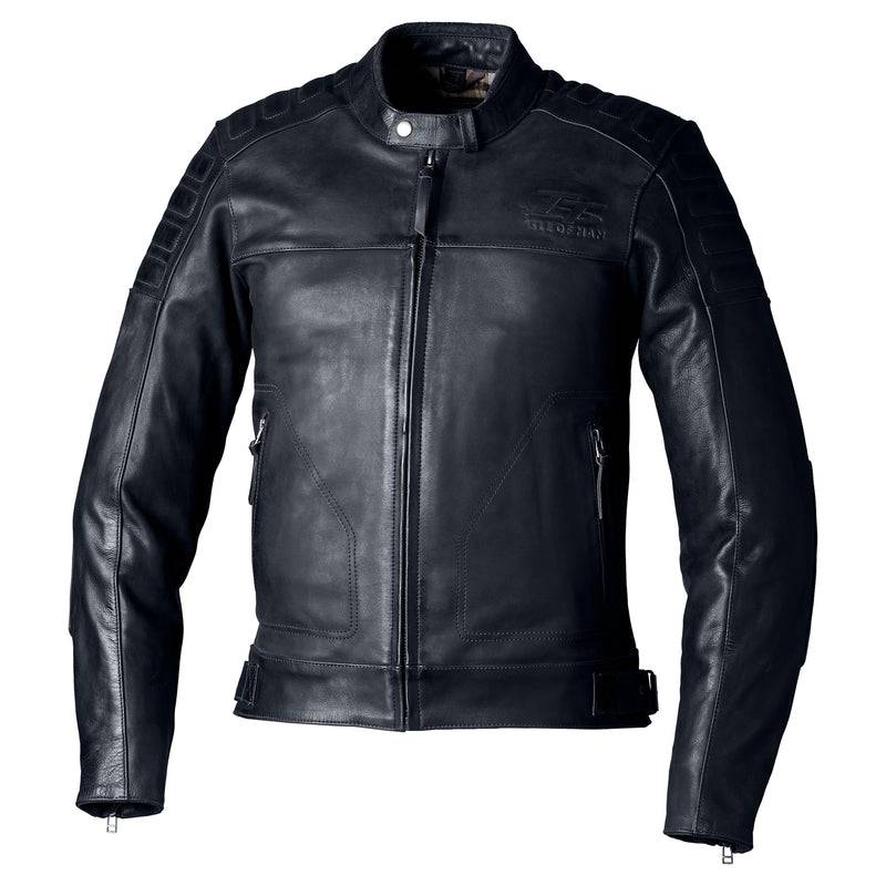 Schwarze RST Brandish2 CE Lederjacke für Herren, klassische Jacken-Form, detailreiche Verarbeitung, sichtbare Nähte und Lederstruktur