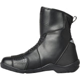 Schwarze RST Axiom Mid wasserdichte Motorradstiefel für Herren, Touring-Stil, mit robustem Design und sicheren Schnallenverschluss.