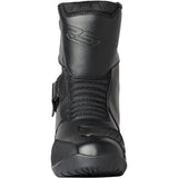 Schwarze RST Axiom Mid wasserdichte CE Motorradstiefel für Herren, touring, mit Schnallen und robustem Design.